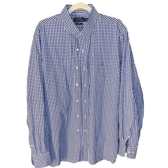 Polo Ralph Lauren Other - Polo by Ralph Lauren Blue and White Checkered Gingham Oxford Shirt 17.5 36/37